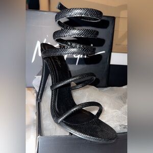 Nasty Gal *Black Snakeskin Strappy Sandals